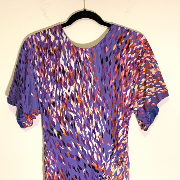 Ali Ro Silk Printed Ruched Bodycon V-Neck Dress - Picture 5 of 5